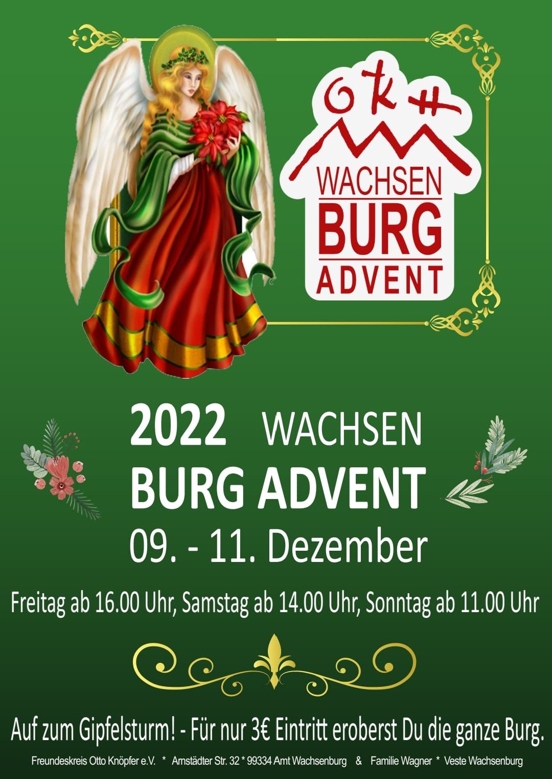 Wachsenburg-Advent Holzhausen 09.-11.12.2022